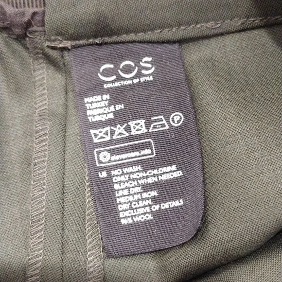 COS women's wool tailored dark green straight leg pants. GUC with one flaw. Size - Picture 9 of 10